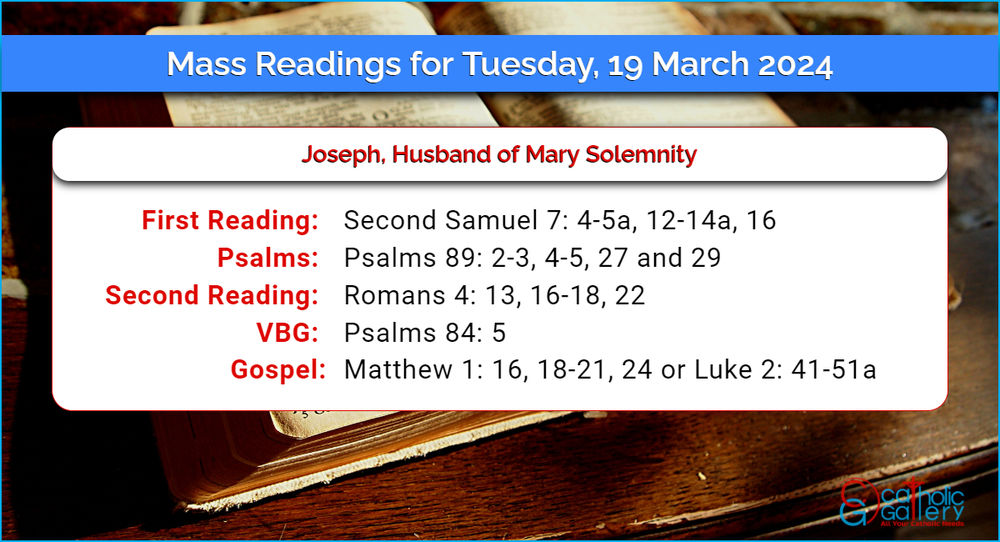 Daily Mass Readings for Tuesday, 19 March 2024 Catholic Gallery