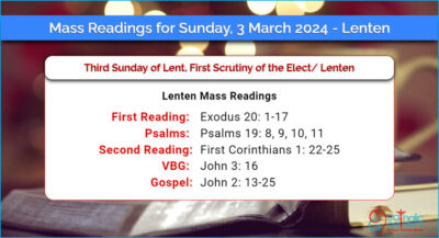 Daily Mass Readings for Sunday, 3 March 2024 – Lenten