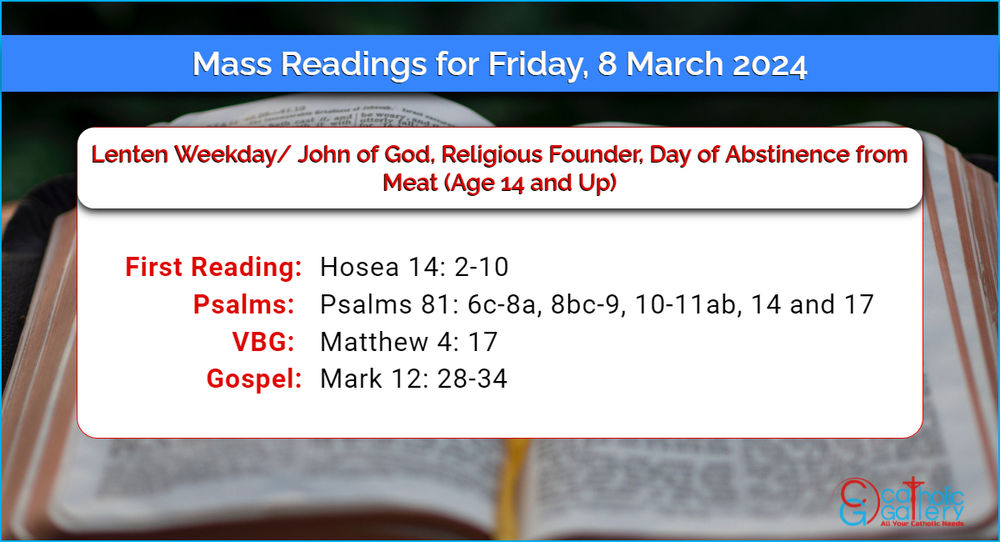 Daily Mass Readings for Friday, 8 March 2024 Catholic Gallery