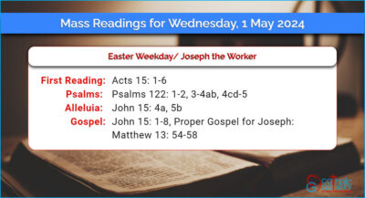 Daily Mass Readings for Wednesday, 1 May 2024