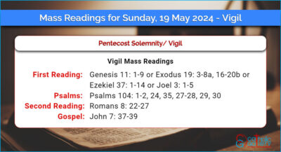 Daily Mass Readings for Sunday, 19 May 2024 – Vigil