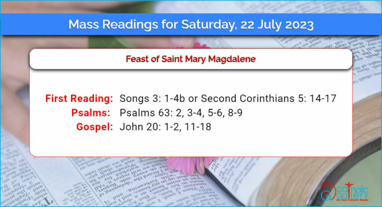 Daily Mass Readings for Saturday, 22 July 2023