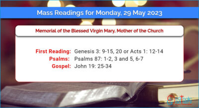 Daily Mass Readings for Monday, 29 May 2023