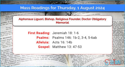 Daily Mass Readings for Thursday, 1 August 2024