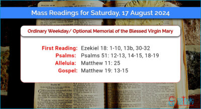 Daily Mass Readings for Saturday, 17 August 2024