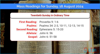 Daily Mass Readings for Sunday, 18 August 2024
