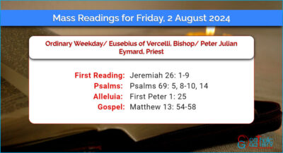 Daily Mass Readings for Friday, 2 August 2024