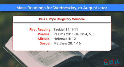 Daily Mass Readings for Wednesday, 21 August 2024