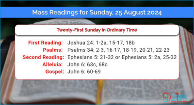 Daily Mass Readings for Sunday, 25 August 2024