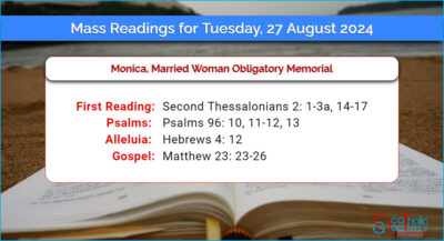 Daily Mass Readings for Tuesday, 27 August 2024