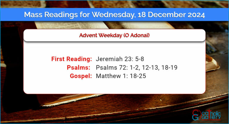 Daily Mass Readings for Wednesday, 18 December 2024