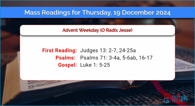 Daily Mass Readings for Thursday, 19 December 2024
