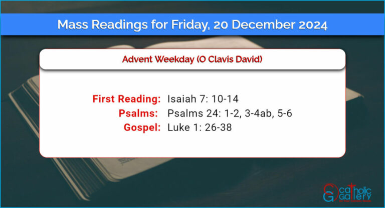 Daily Mass Readings for Friday, 20 December 2024