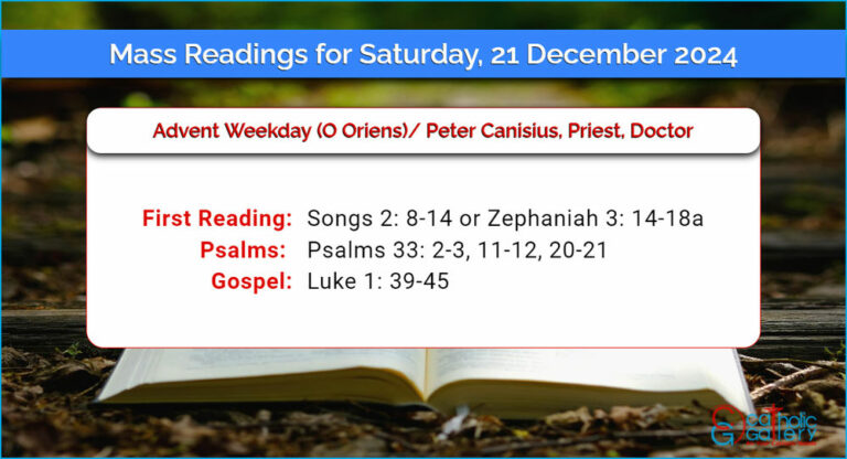 Daily Mass Readings for Saturday, 21 December 2024