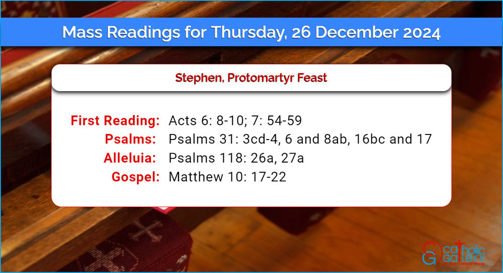 Daily Mass Readings for Thursday, 26 December 2024 Catholic Gallery