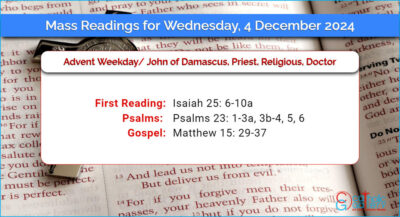 Daily Mass Readings for Wednesday, 4 December 2024