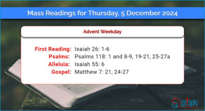 Daily Mass Readings for Thursday, 5 December 2024