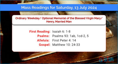 Daily Mass Readings for Saturday, 13 July 2024