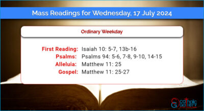 Daily Mass Readings for Wednesday, 17 July 2024
