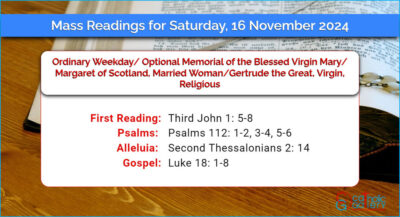 Daily Mass Readings for Saturday, 16 November 2024