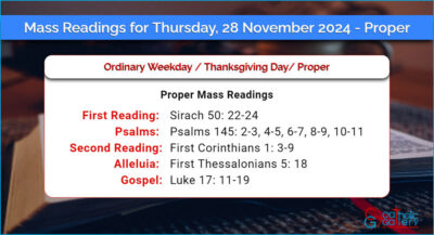 Daily Mass Readings for Thursday, 28 November 2024 – Proper