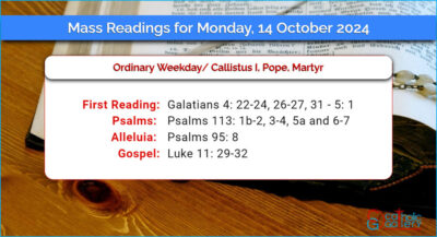 Daily Mass Readings for Monday, 14 October 2024