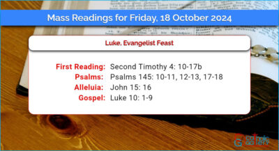Daily Mass Readings for Friday, 18 October 2024