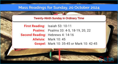 Daily Mass Readings for Sunday, 20 October 2024