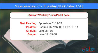 Daily Mass Readings for Tuesday, 22 October 2024