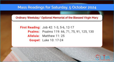 Daily Mass Readings for Saturday, 5 October 2024