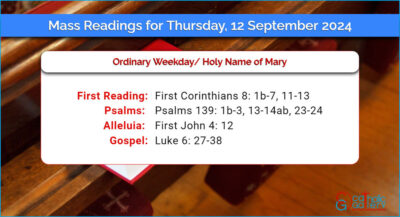 Daily Mass Readings for Thursday, 12 September 2024