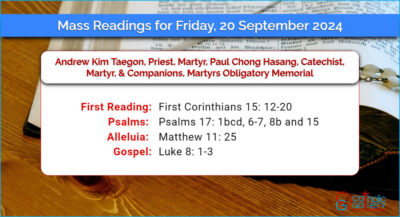 Daily Mass Readings for Friday, 20 September 2024