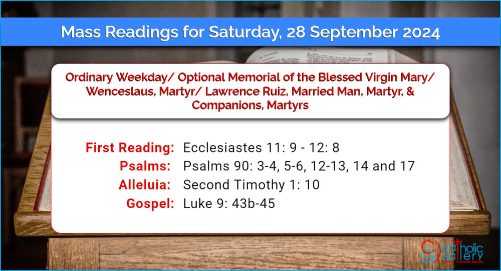 Daily Mass Readings for Saturday, 28 September 2024 Catholic Gallery