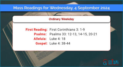 Daily Mass Readings for Wednesday, 4 September 2024