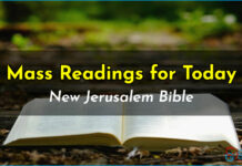 Catholic Mass Readings – Today – New Jerusalem Bible