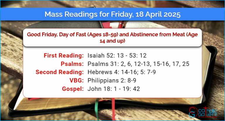 Daily Mass Readings for Friday, 18 April 2025