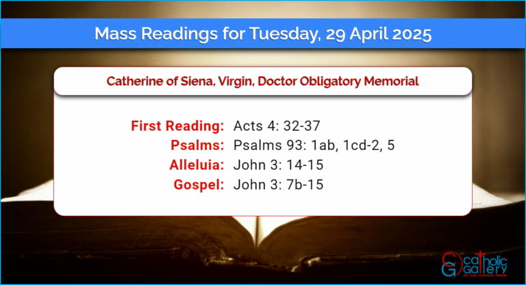 Daily Mass Readings for Tuesday, 29 April 2025