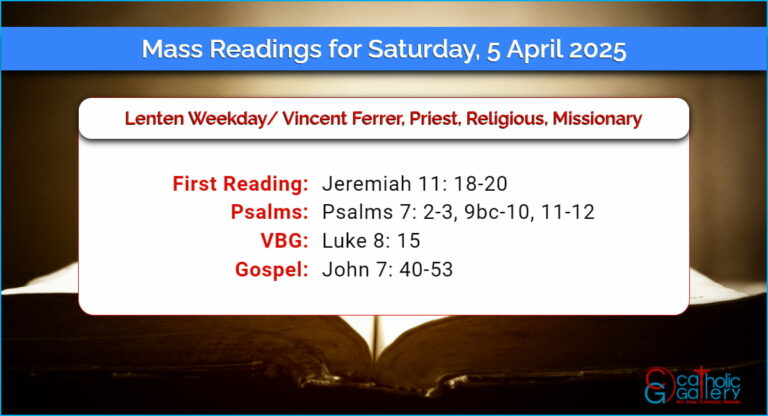 Daily Mass Readings for Saturday, 5 April 2025
