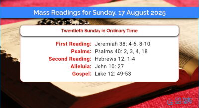 Daily Mass Readings for Sunday, 17 August 2025