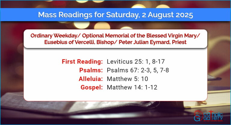 Daily Mass Readings for Saturday, 2 August 2025