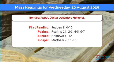 Daily Mass Readings for Wednesday, 20 August 2025
