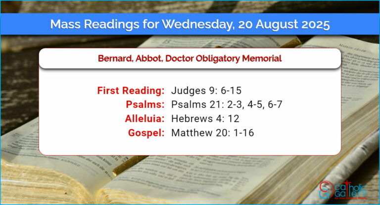 Daily Mass Readings for Wednesday, 20 August 2025