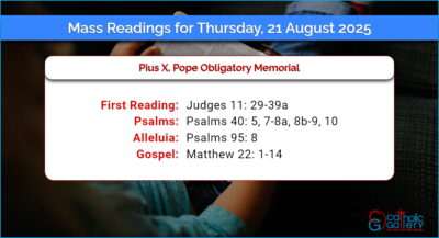 Daily Mass Readings for Thursday, 21 August 2025