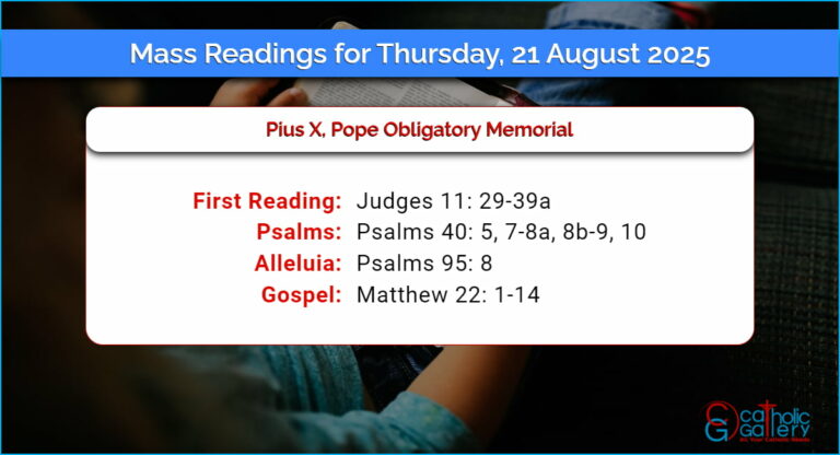 Daily Mass Readings for Thursday, 21 August 2025
