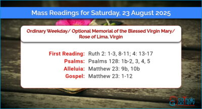 Daily Mass Readings for Saturday, 23 August 2025