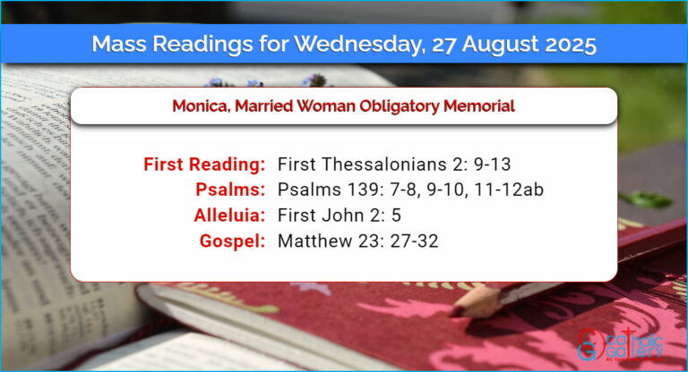 Daily Mass Readings for Wednesday, 27 August 2025