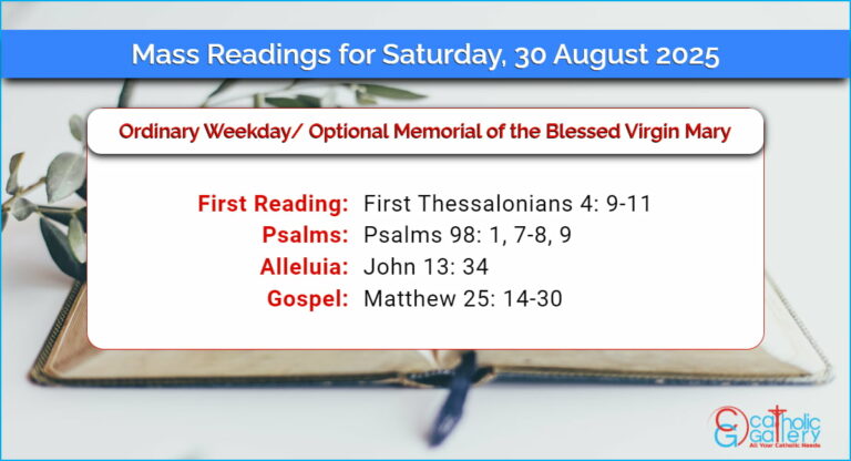 Daily Mass Readings for Saturday, 30 August 2025