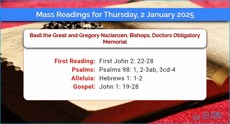 Daily Mass Readings for Thursday, 2 January 2025