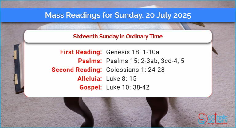 Daily Mass Readings for Sunday, 20 July 2025