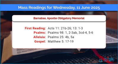 Daily Mass Readings for Wednesday, 11 June 2025